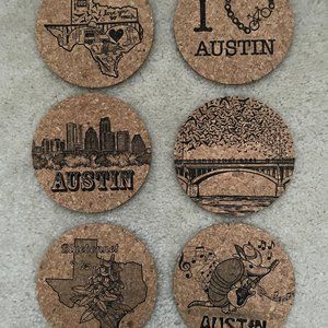 6 Corkology Cork Coasters - Austin Collection - NWOT